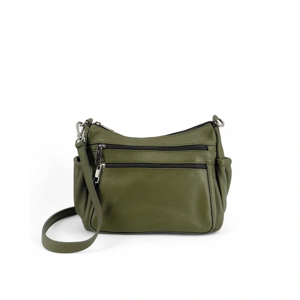 Sac à main en cuir grainé BROOKLYN Kaki