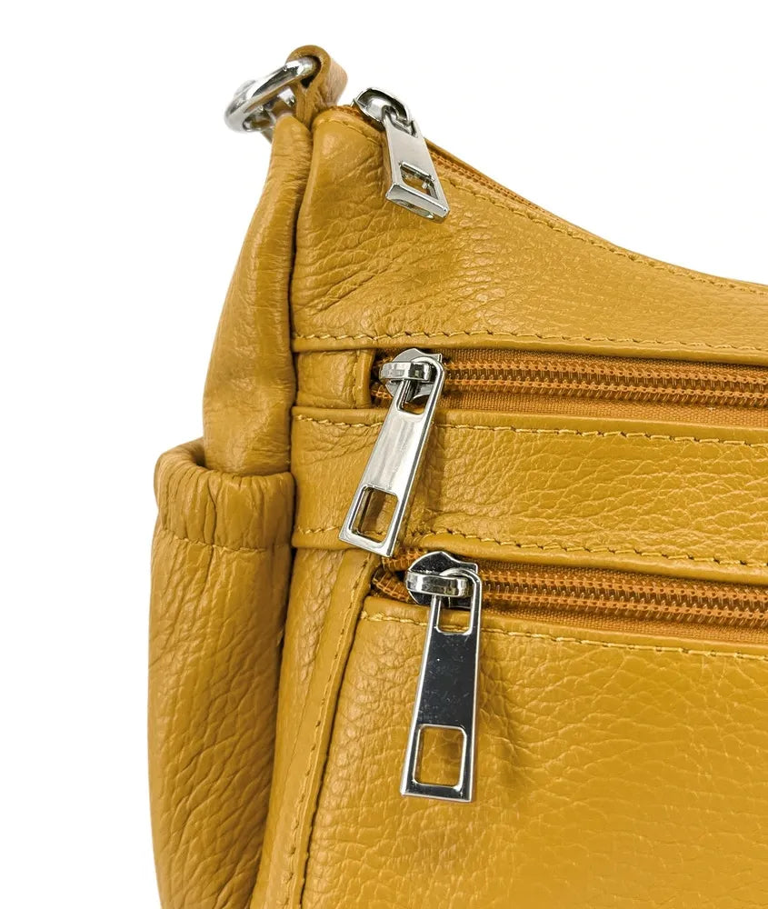 Sac à main en cuir grainé BROOKLYN Jaune Moutarde