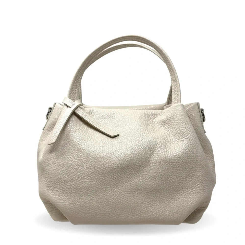 Sac à main en cuir grainé BUBBLE Beige crème