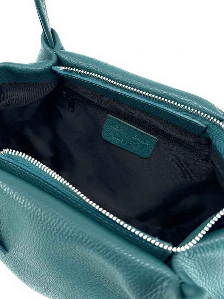 Sac à main en cuir grainé BUBBLE Bleu vert canard