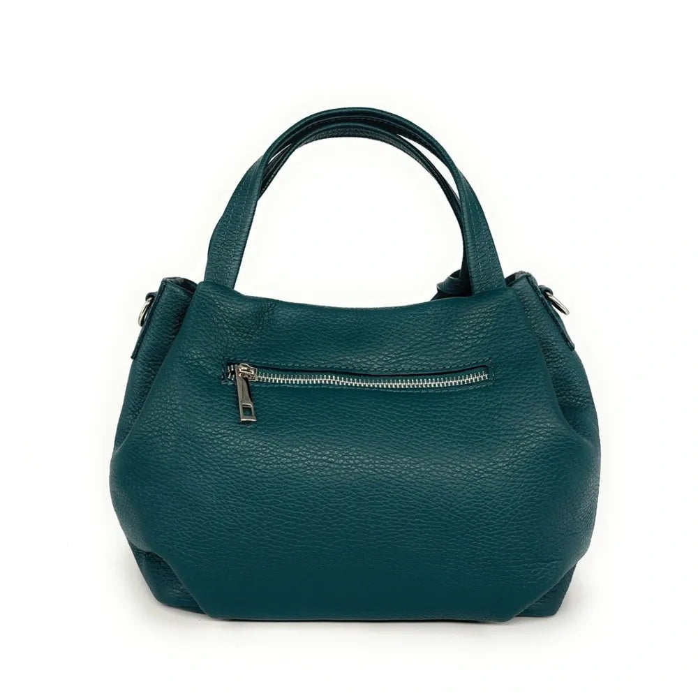 Sac à main en cuir grainé BUBBLE Bleu vert canard