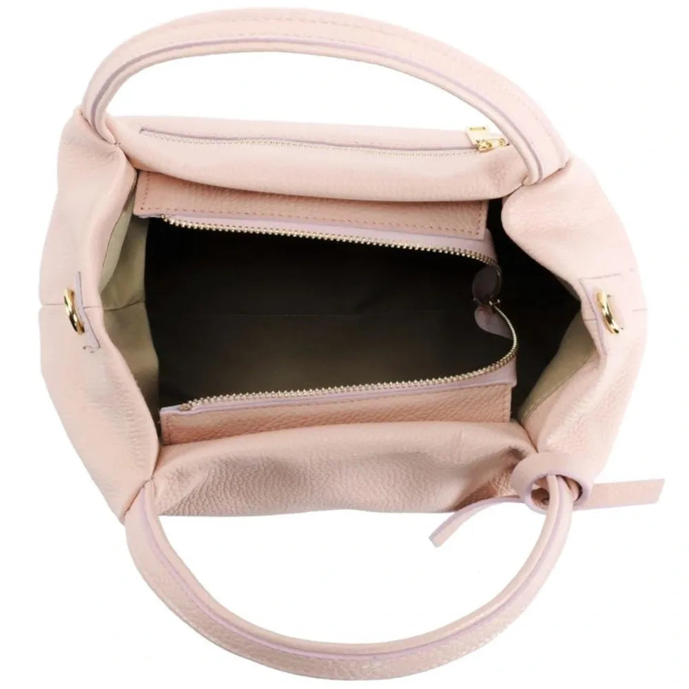 Sac à main en cuir grainé BUBBLE Rose nude