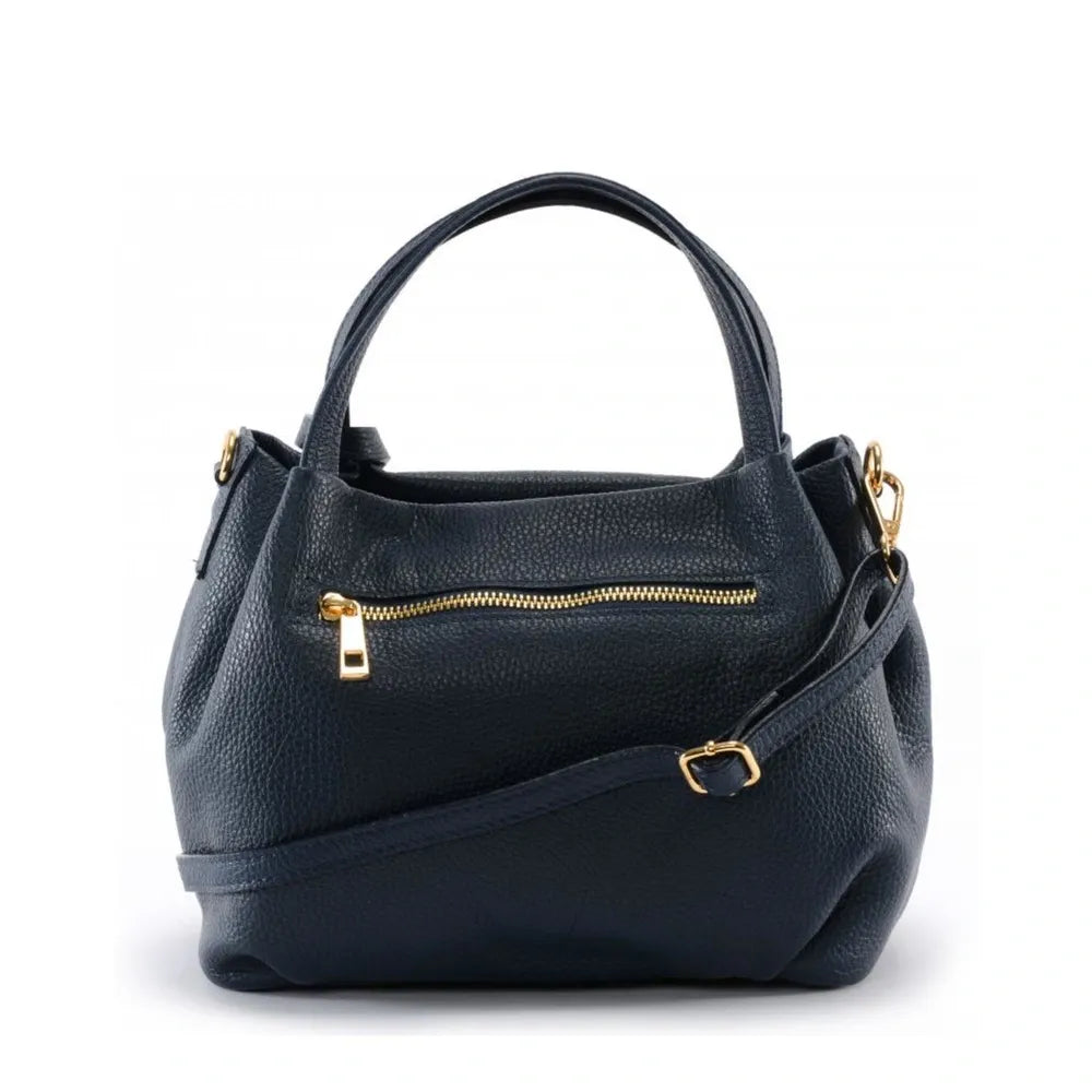 Sac à main en cuir grainé BUBBLE Bleu marine