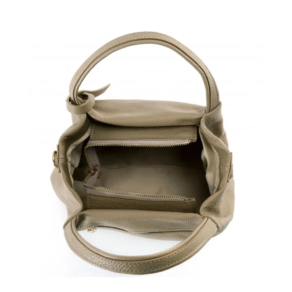 Sac à main en cuir grainé BUBBLE Taupe foncé