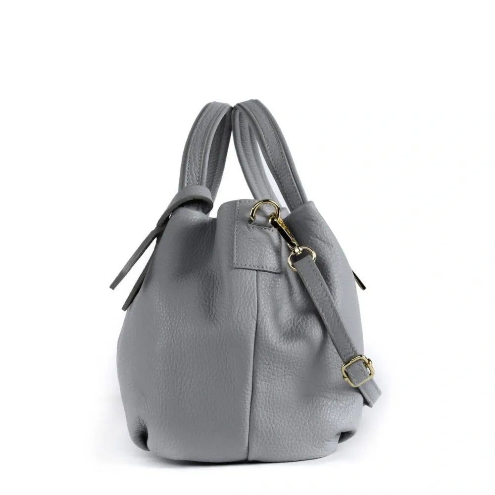 Sac à main en cuir grainé BUBBLE Gris clair