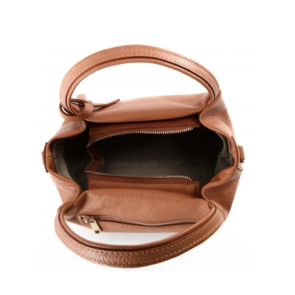 Sac à main en cuir grainé BUBBLE Camel foncé