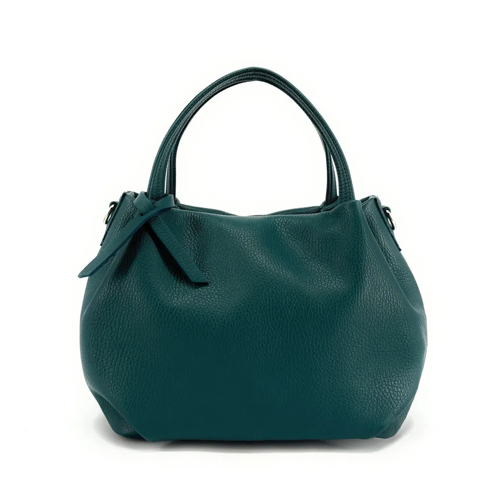 Sac à main en cuir grainé BUBBLE Bleu vert canard