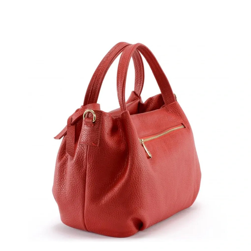 Sac à main en cuir grainé BUBBLE Rouge garance