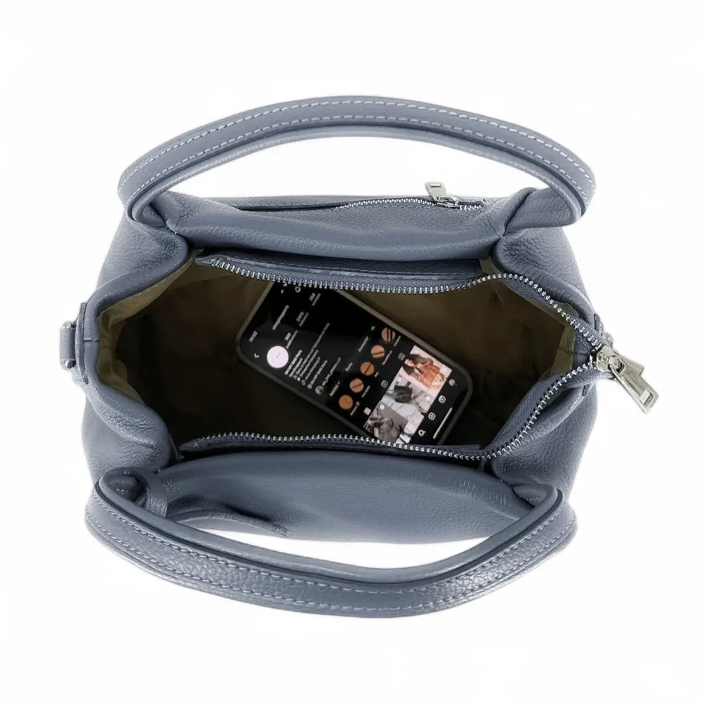 Sac à main en cuir grainé BUBBLE Bleu glacier