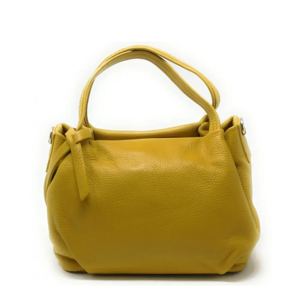 Sac à main en cuir grainé BUBBLE Jaune Moutarde