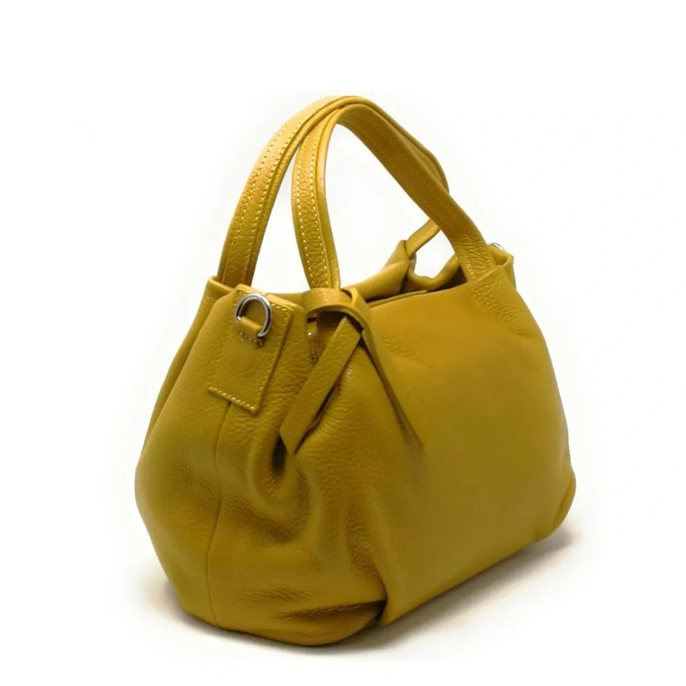 Sac à main en cuir grainé BUBBLE Jaune Moutarde