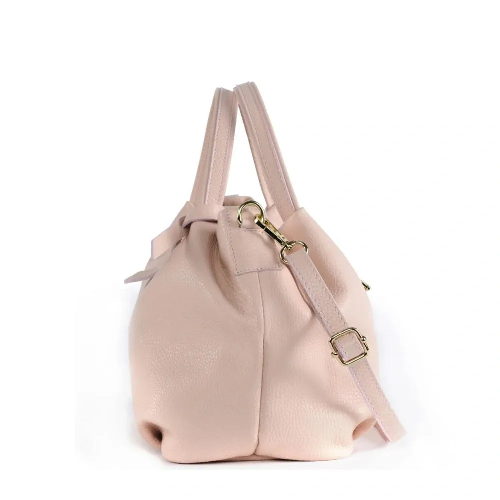 Sac à main en cuir grainé BUBBLE Rose nude