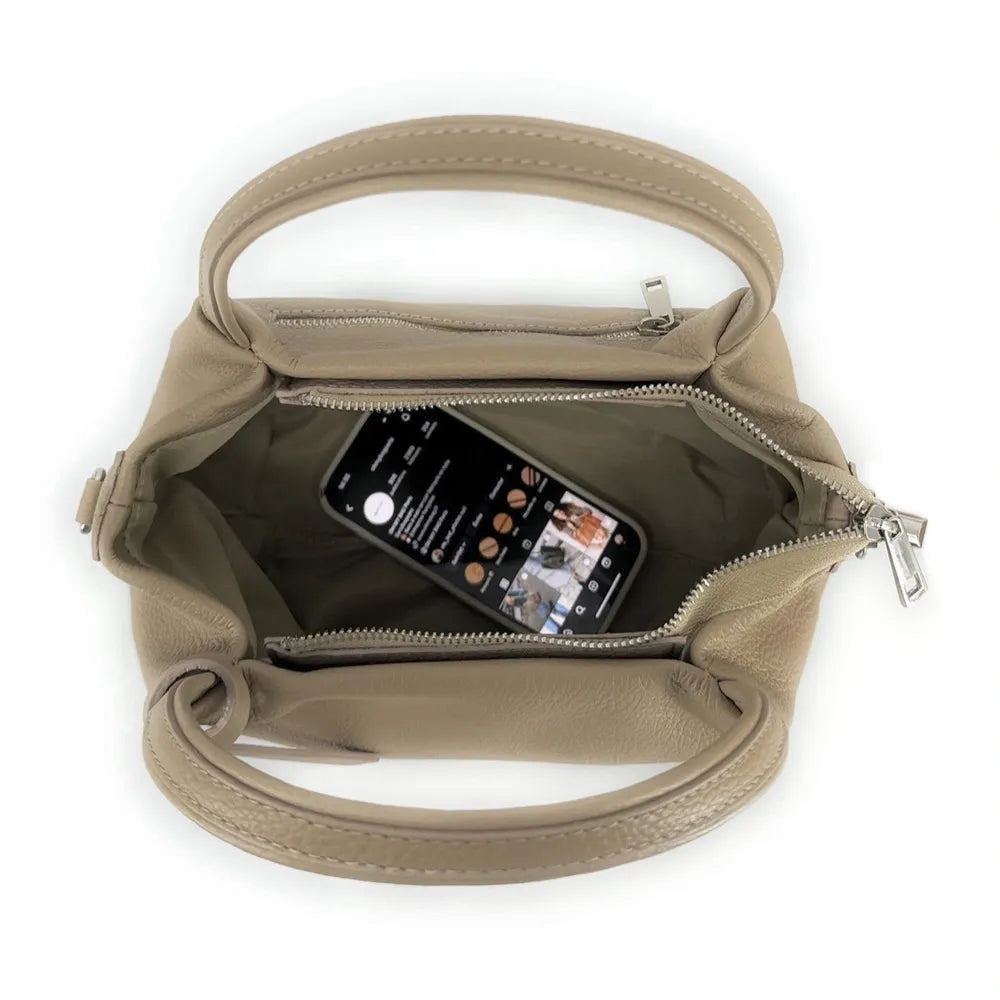 Sac à main en cuir grainé BUBBLE Taupe clair