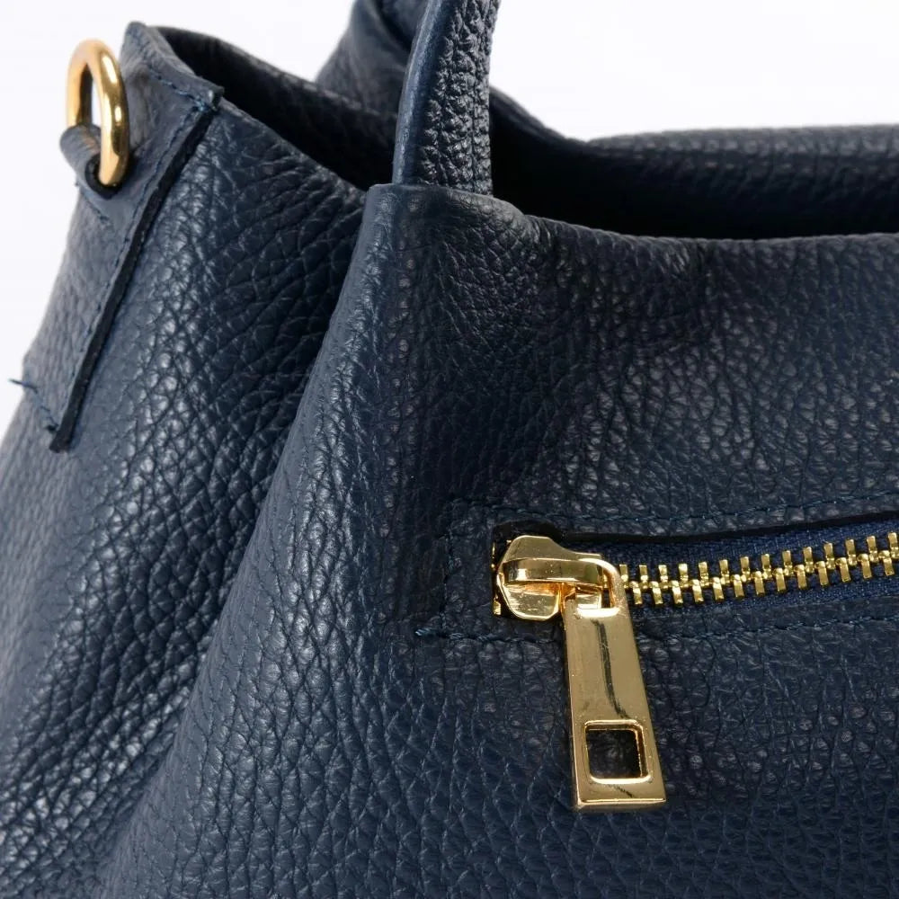 Sac à main en cuir grainé BUBBLE Bleu marine