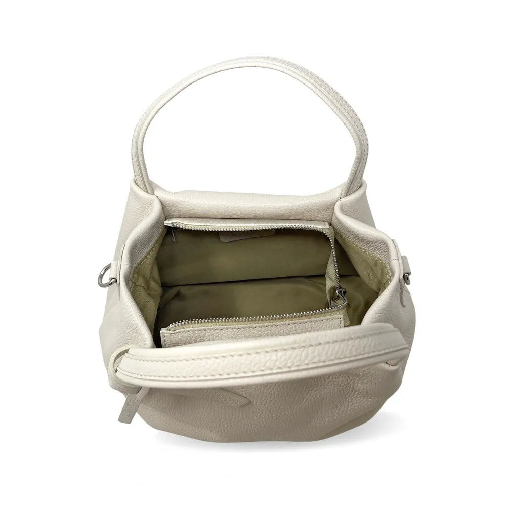 Sac à main en cuir grainé BUBBLE Beige crème