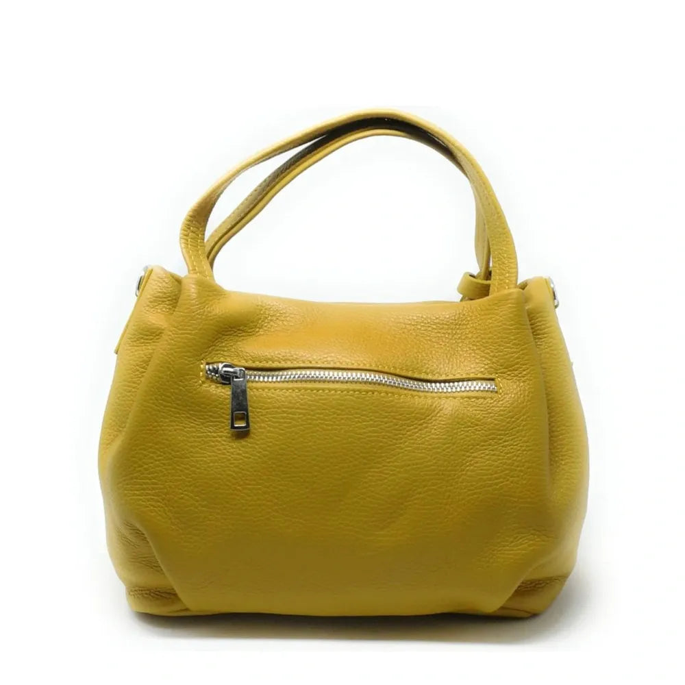 Sac à main en cuir grainé BUBBLE Jaune Moutarde