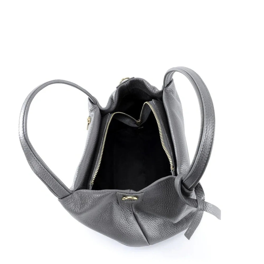 Sac à main en cuir grainé BUBBLE Gris foncé