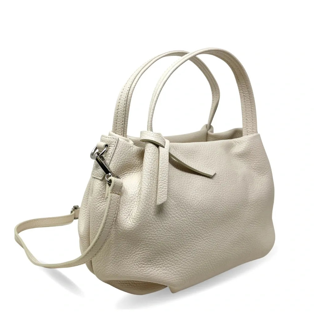 Sac à main en cuir grainé BUBBLE Beige crème