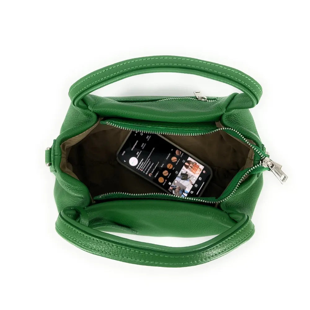 Sac à main en cuir grainé BUBBLE Vert anglais