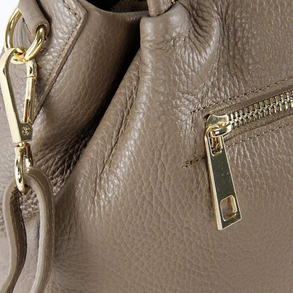 Sac à main en cuir grainé BUBBLE Taupe foncé