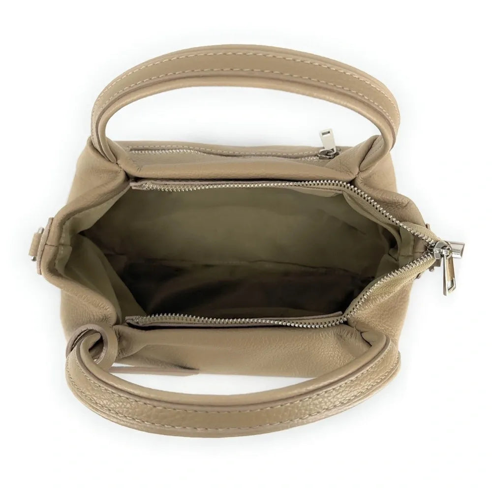 Sac à main en cuir grainé BUBBLE Taupe clair