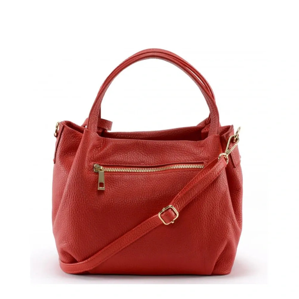 Sac à main en cuir grainé BUBBLE Rouge garance