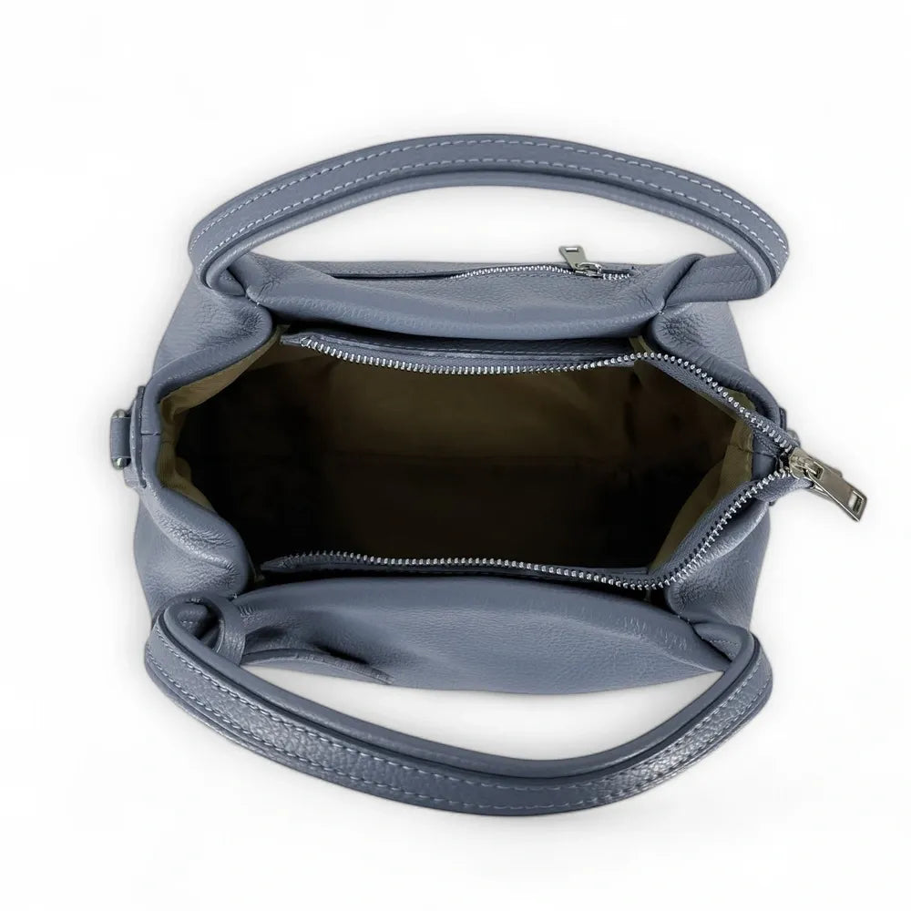 Sac à main en cuir grainé BUBBLE Bleu glacier