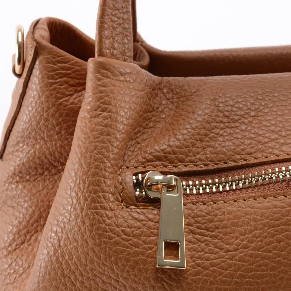 Sac à main en cuir grainé BUBBLE Camel foncé