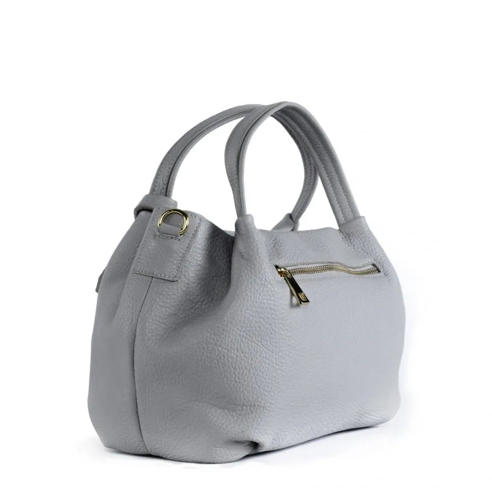 Sac à main en cuir grainé BUBBLE Gris clair