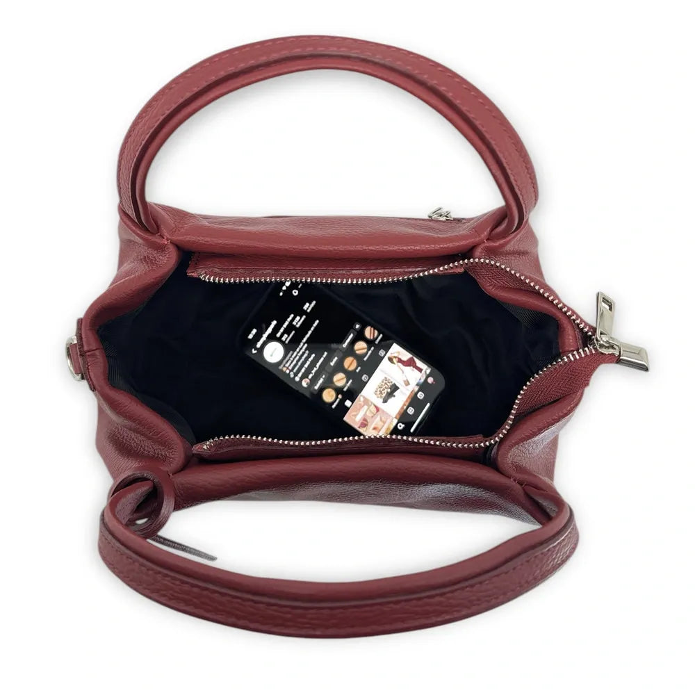 Sac à main en cuir grainé BUBBLE Rouge foncé