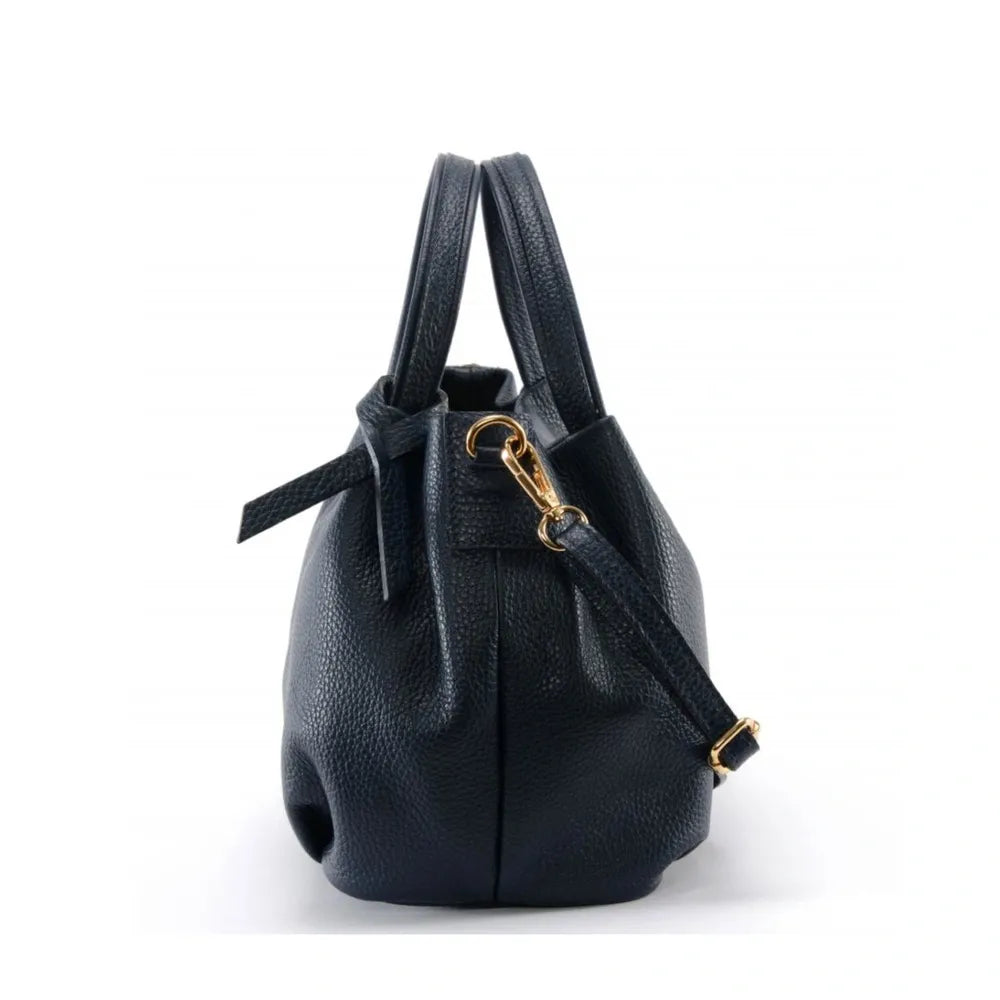 Sac à main en cuir grainé BUBBLE Bleu marine
