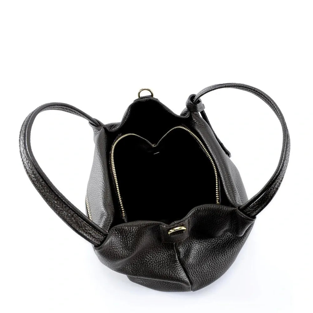 Sac à main en cuir grainé BUBBLE Chocolat