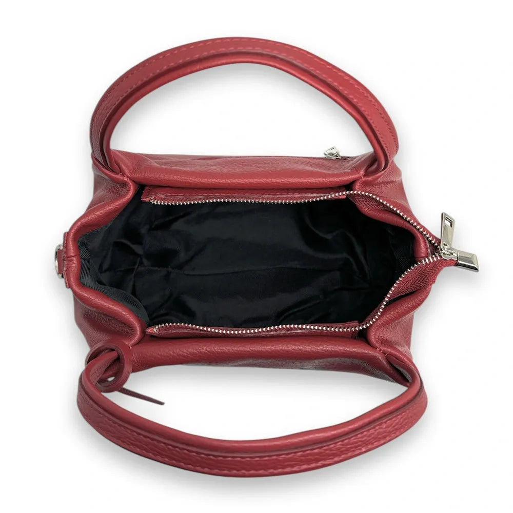 Sac à main en cuir grainé BUBBLE Rouge foncé