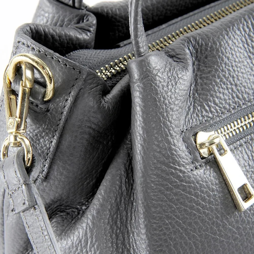 Sac à main en cuir grainé BUBBLE Gris foncé