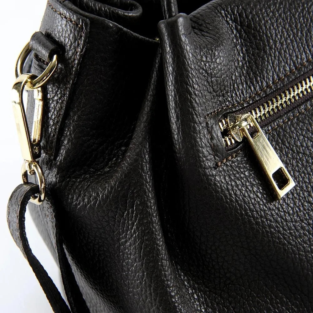 Sac à main en cuir grainé BUBBLE Chocolat