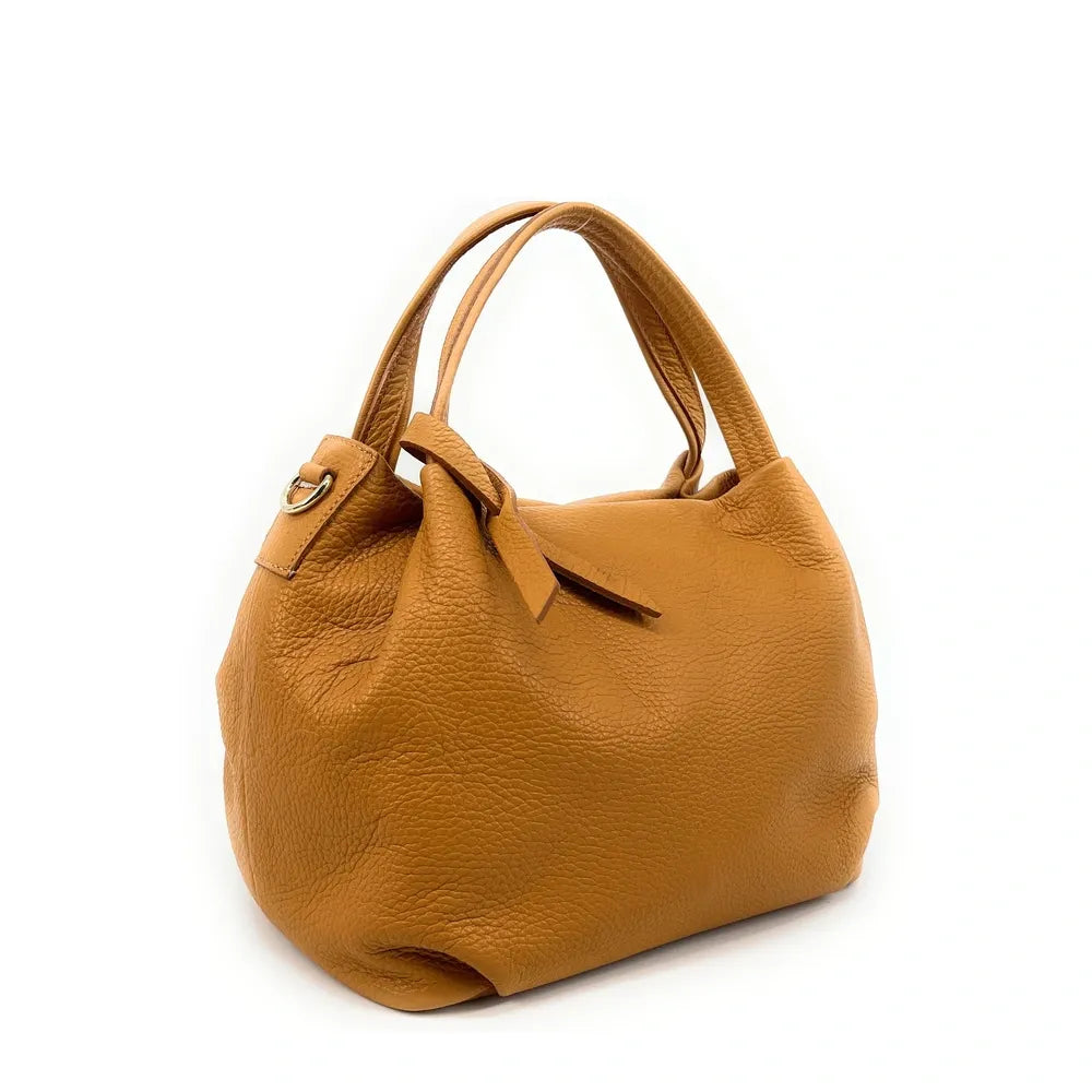 Sac à main en cuir grainé BUBBLE Camel