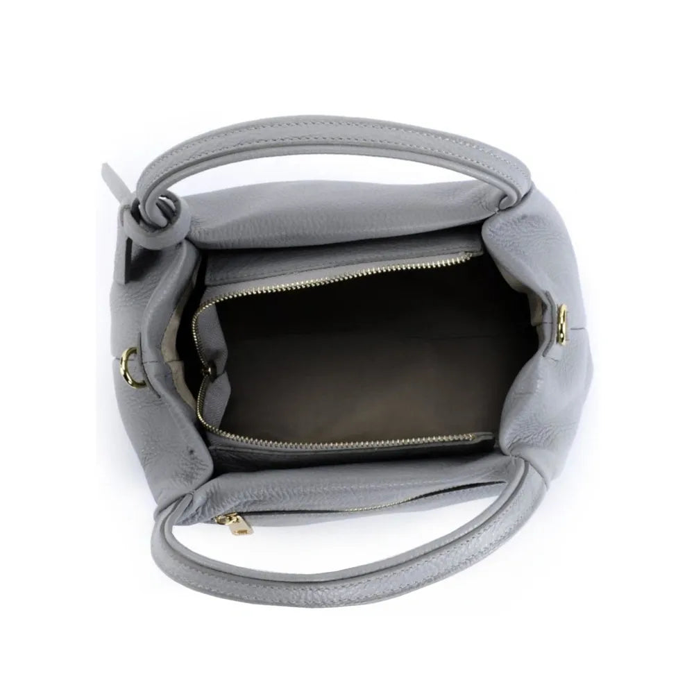 Sac à main en cuir grainé BUBBLE Gris clair