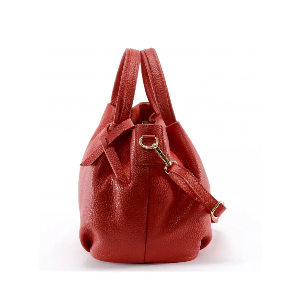 Sac à main en cuir grainé BUBBLE Rouge garance