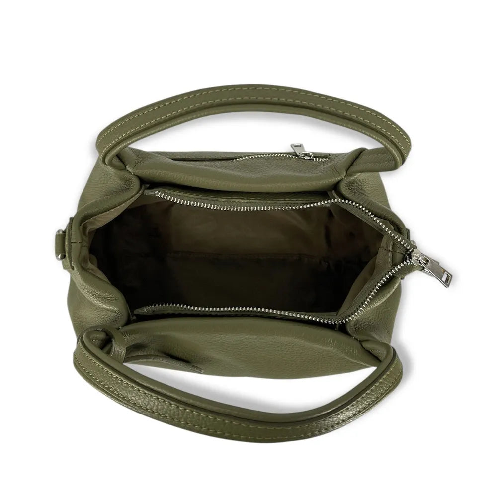 Sac à main en cuir grainé BUBBLE Kaki