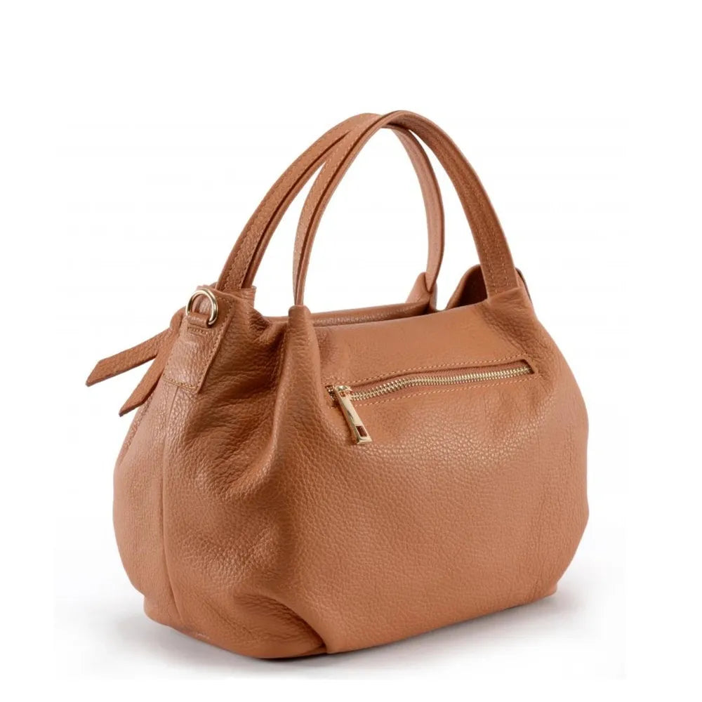 Sac à main en cuir grainé BUBBLE Camel foncé