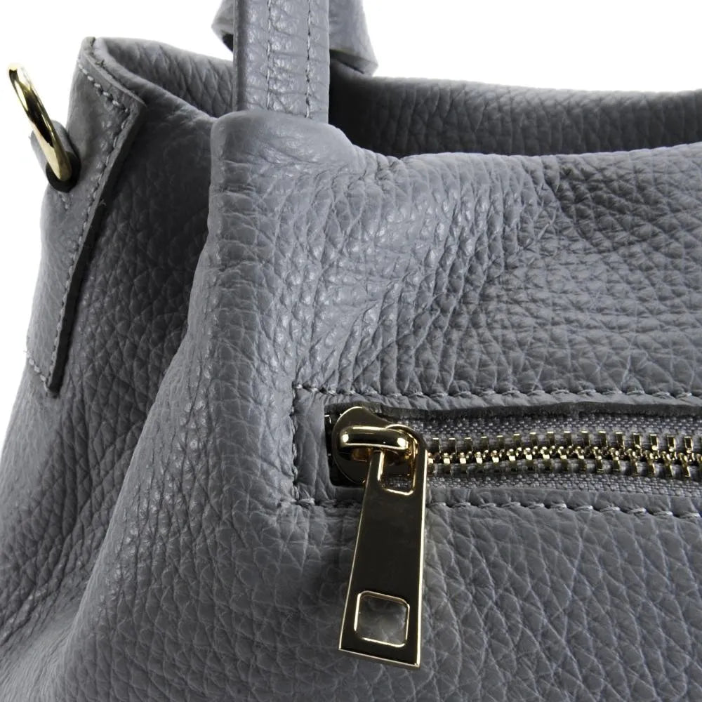Sac à main en cuir grainé BUBBLE Gris clair