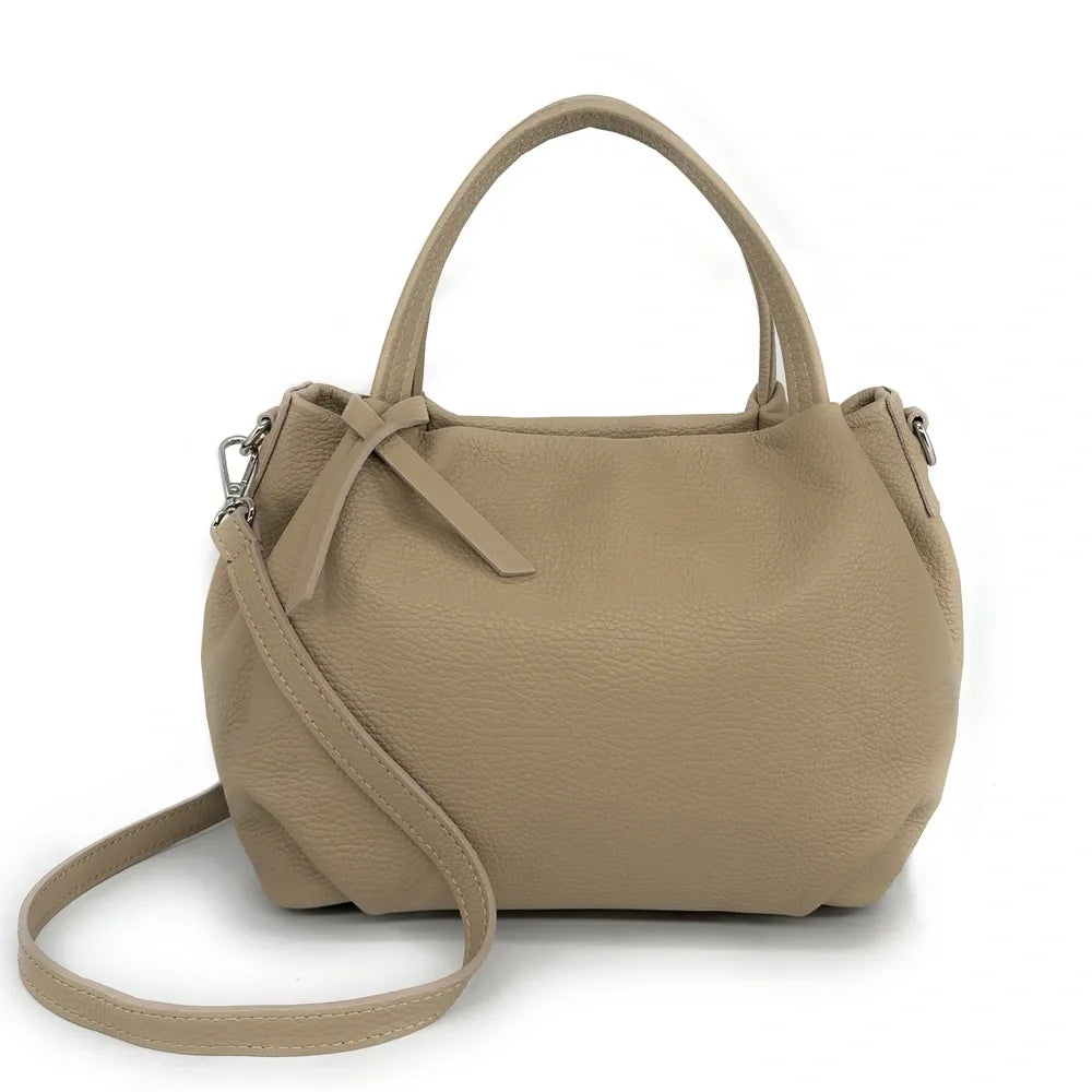 Sac à main en cuir grainé BUBBLE Taupe clair