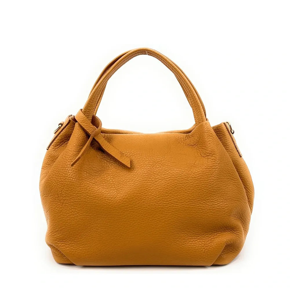 Sac à main en cuir grainé BUBBLE Camel