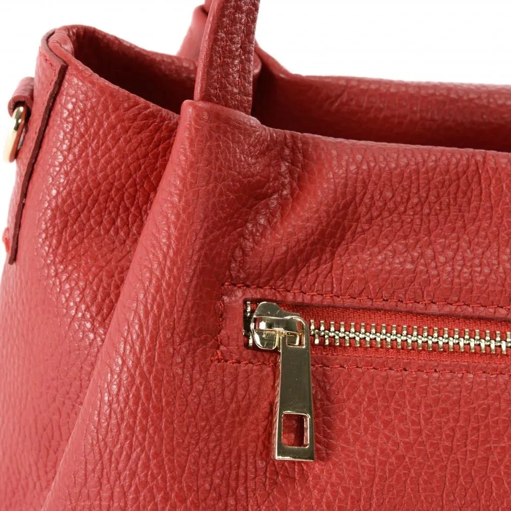 Sac à main en cuir grainé BUBBLE Rouge garance