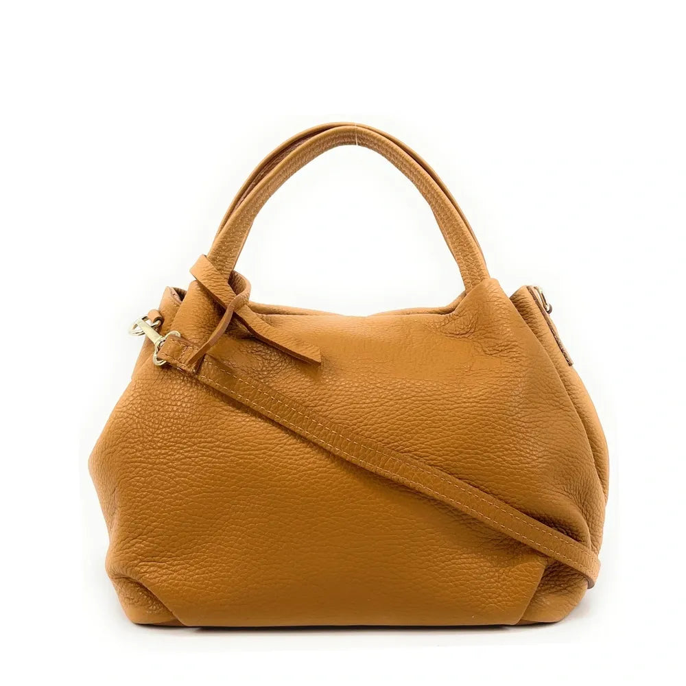 Sac à main en cuir grainé BUBBLE Camel