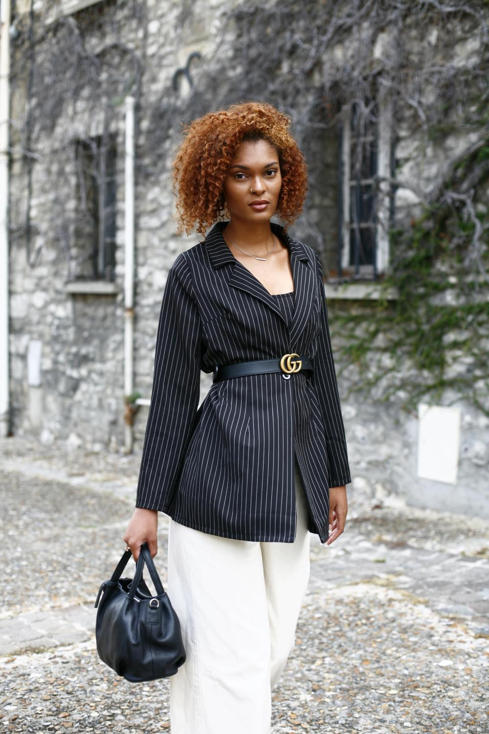 Sac à main en cuir grainé BUBBLE Noir