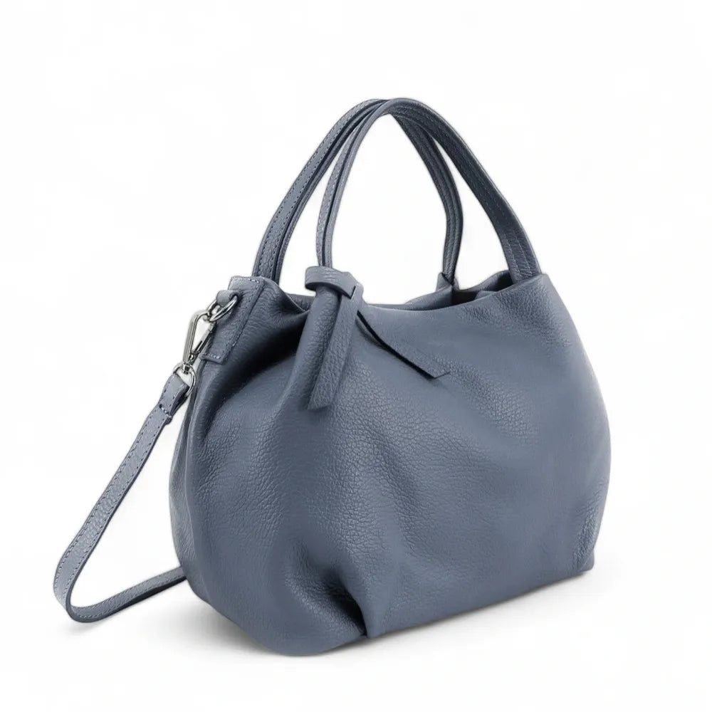 Sac à main en cuir grainé BUBBLE Bleu glacier