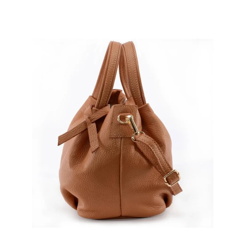 Sac à main en cuir grainé BUBBLE Camel foncé
