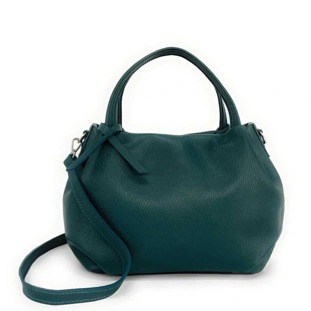Sac à main en cuir grainé BUBBLE Bleu vert canard