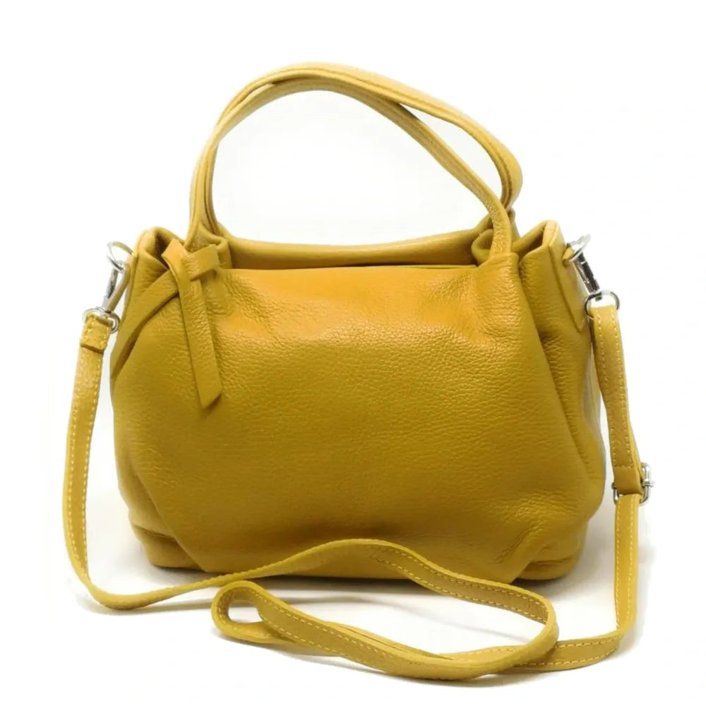Sac à main en cuir grainé BUBBLE Jaune Moutarde
